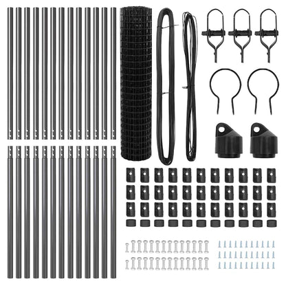 Zaun mit Pfosten Grau 1 x 25 m Stahl