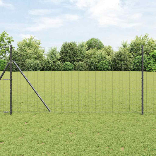 Zaun mit Pfosten Grau 1.2 x 25 m Stahl