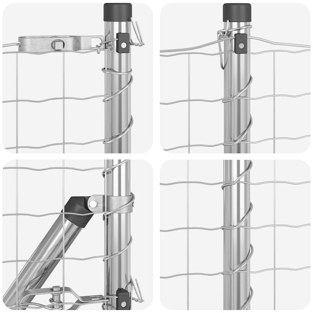 Zaun mit Pfosten Silber 0,6 x 10 m Stahl