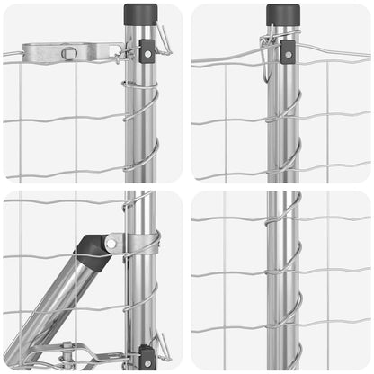 Zaun mit Pfosten Silber 0,6 x 10 m Stahl