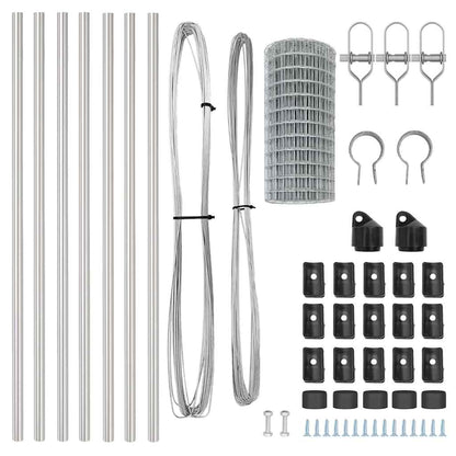Zaun mit Pfosten Silber 0,6 x 10 m Stahl