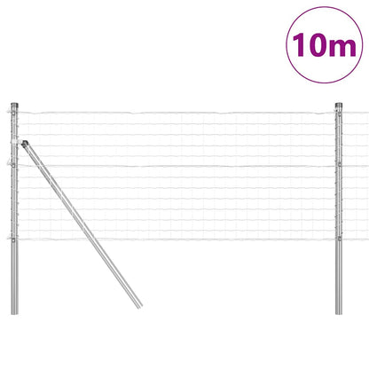 Zaun mit Pfosten Silber 0,6 x 10 m Stahl