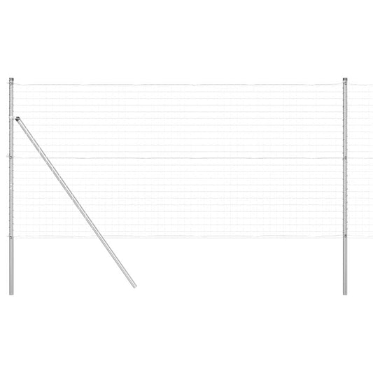 Zaun mit Pfosten Silber 1.2 x 10 m Stahl