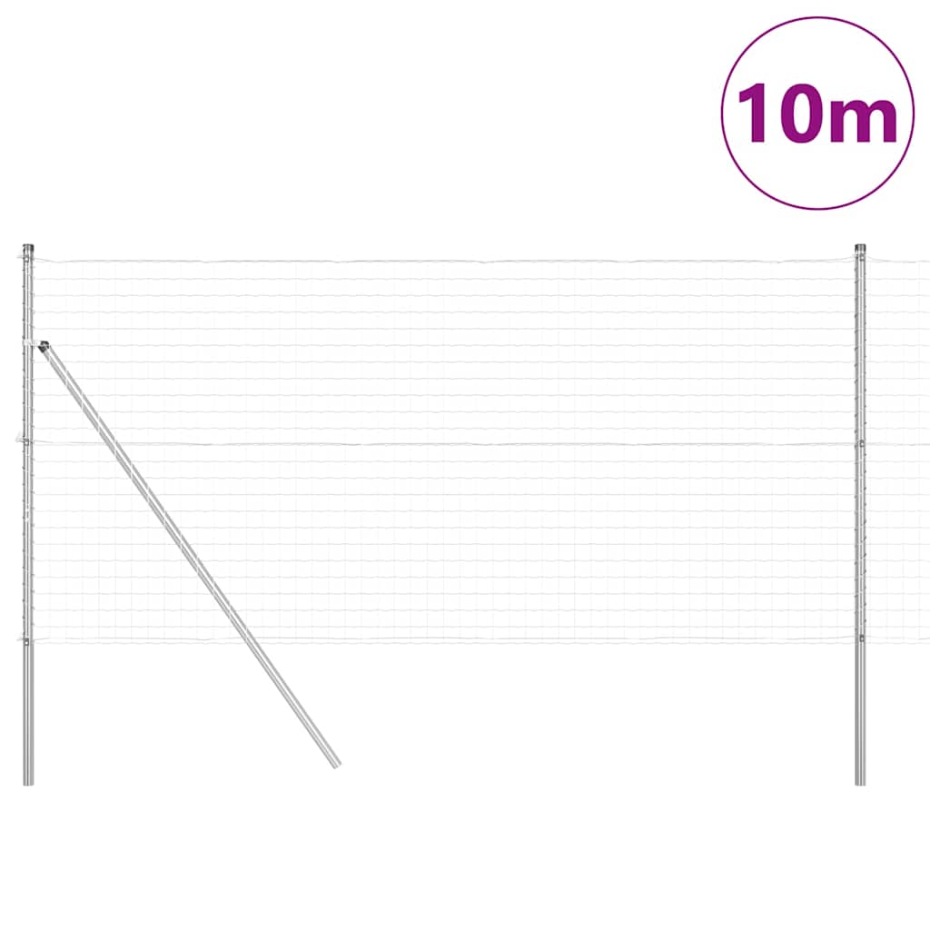 Zaun mit Pfosten Silber 1.2 x 10 m Stahl