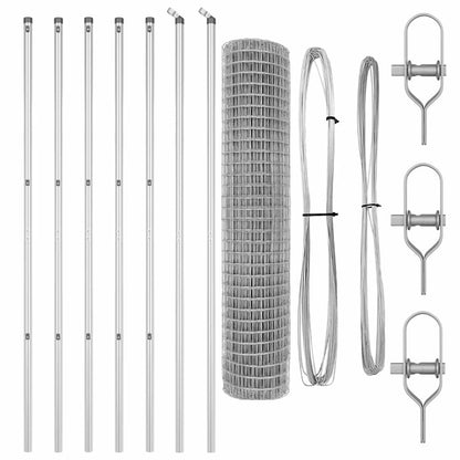 Zaun mit Pfosten Silber 1.5 x 10 m Stahl