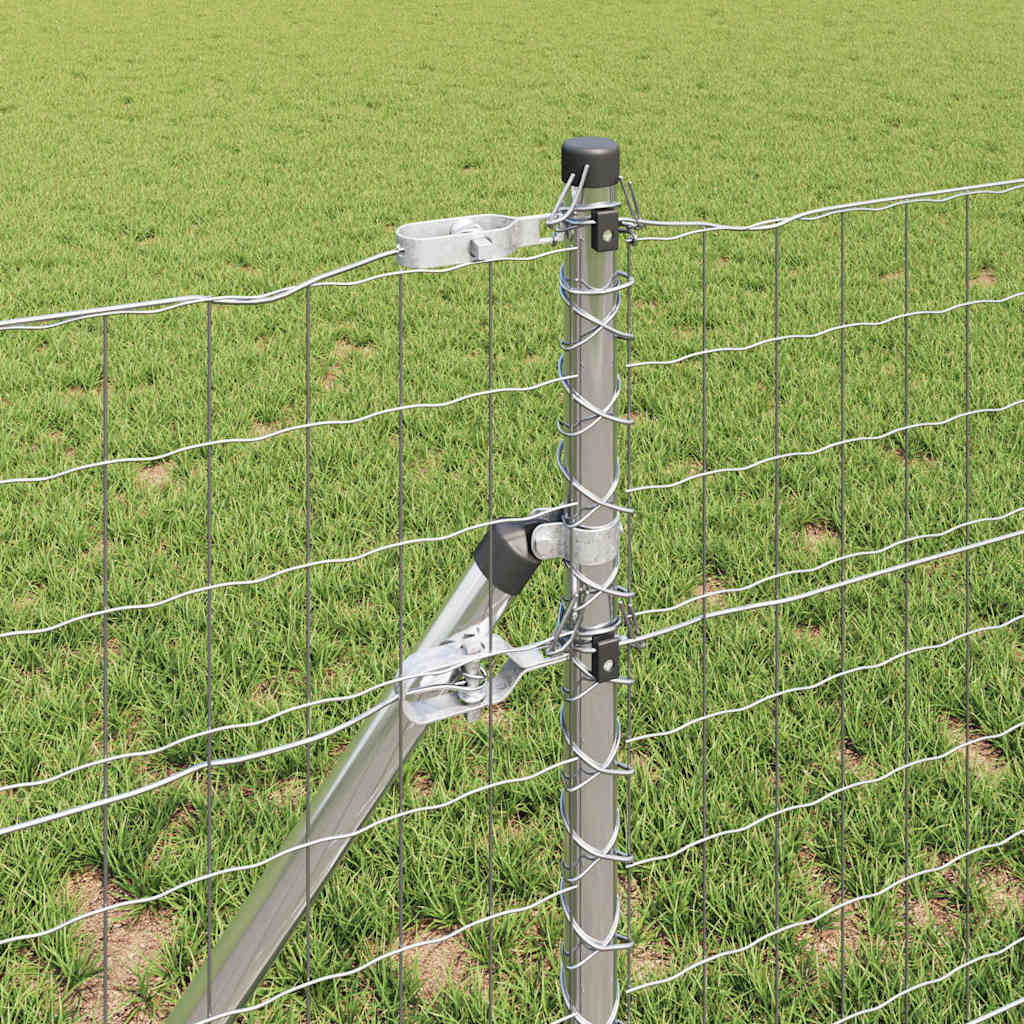 Zaun mit Pfosten Silber 0,6 x 10 m Stahl