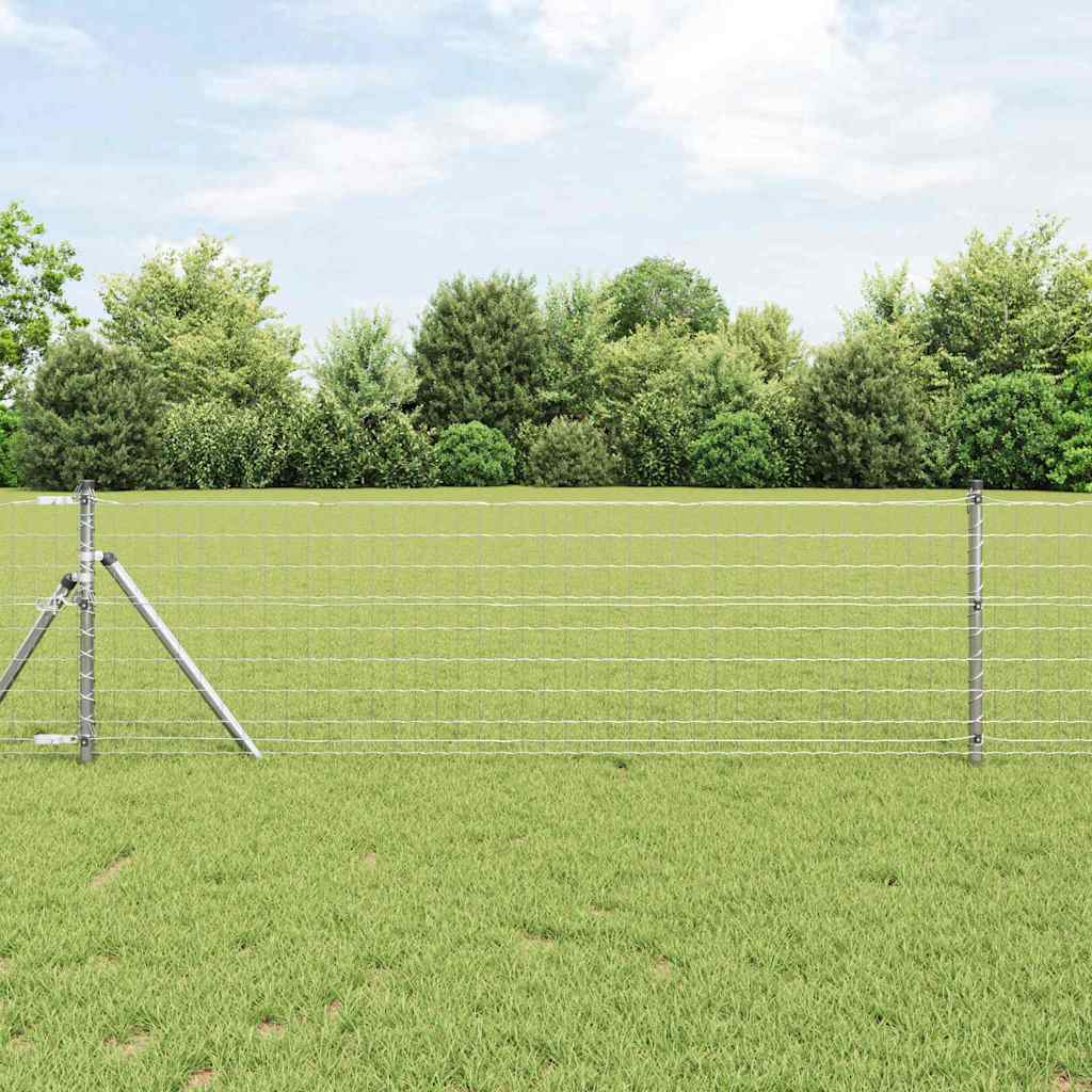 Zaun mit Pfosten Silber 0,6 x 10 m Stahl