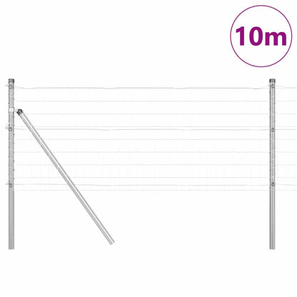 Zaun mit Pfosten Silber 0,6 x 10 m Stahl
