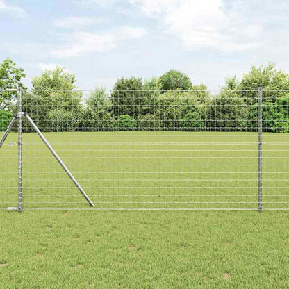 Zaun mit Pfosten Silber 1 x 10 m Stahl