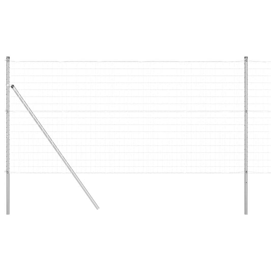 Zaun mit Pfosten Silber 1 x 10 m Stahl
