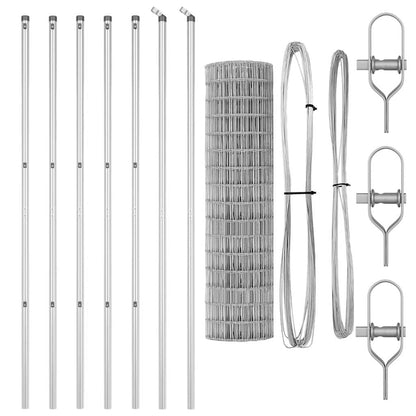 Zaun mit Pfosten Silber 1 x 10 m Stahl