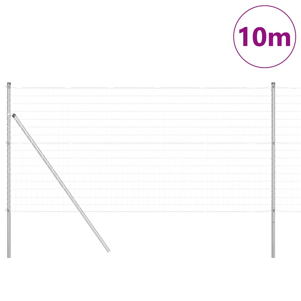 Zaun mit Pfosten Silber 1 x 10 m Stahl