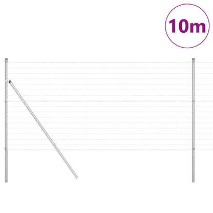 Zaun mit Pfosten Silber 1 x 10 m Stahl