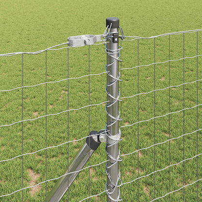 Zaun mit Pfosten Silber 1,2 x 10 m Stahl