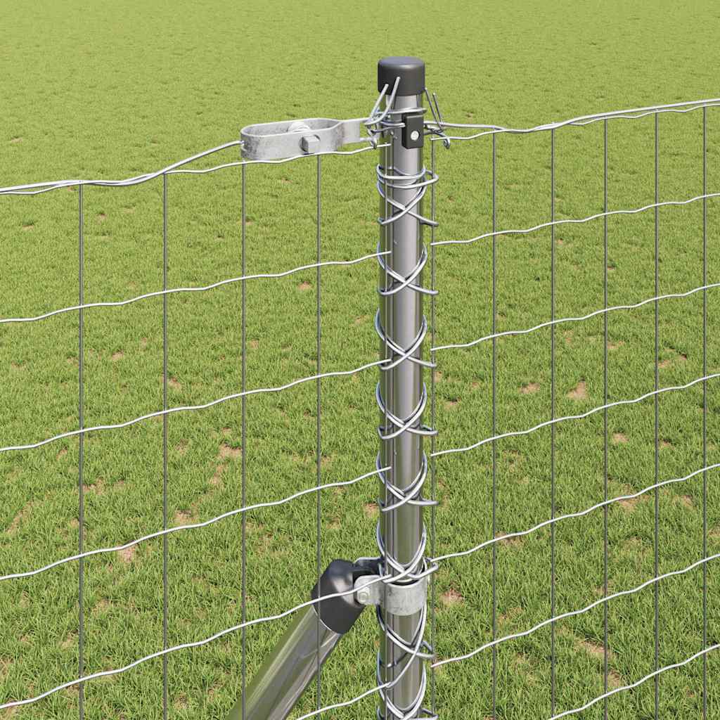 Zaun mit Pfosten Silber 1,5 x 10 m Stahl