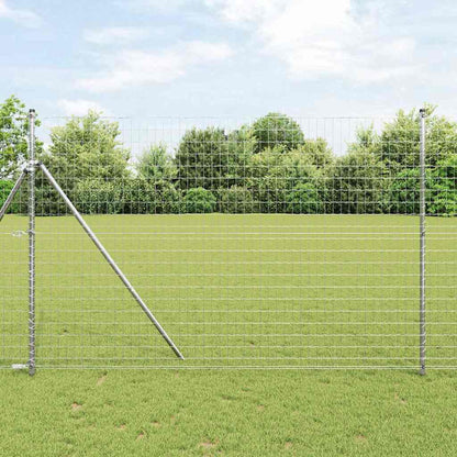 Zaun mit Pfosten Silber 1.5 x 10 m Stahl