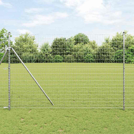 Zaun mit Pfosten Silber 1.5 x 10 m Stahl