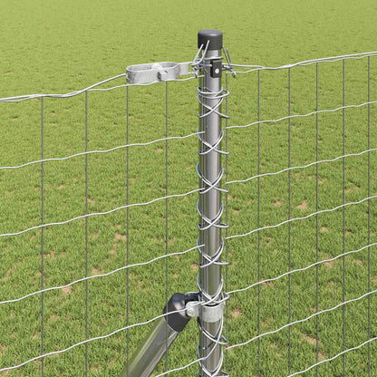 Zaun mit Pfosten Silber 1,6 x 10 m Stahl
