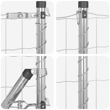 Zaun mit Pfosten Silber 0,4 x 10 m Stahl