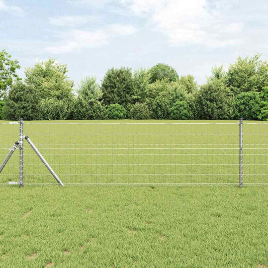 Zaun mit Pfosten Silber 0,4 x 10 m Stahl