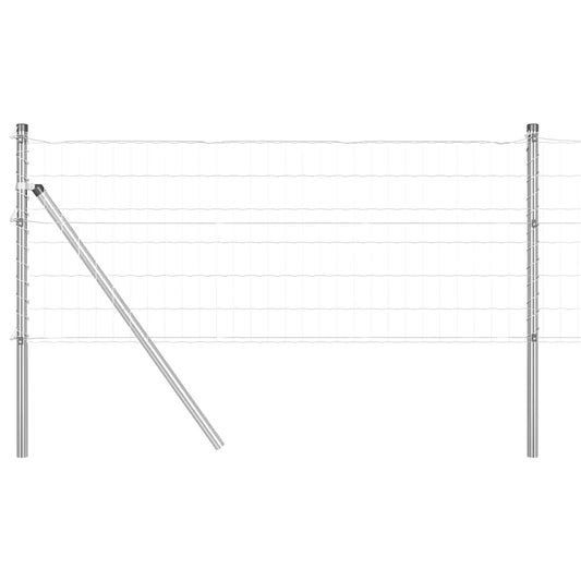 Zaun mit Pfosten Silber 0,4 x 10 m Stahl