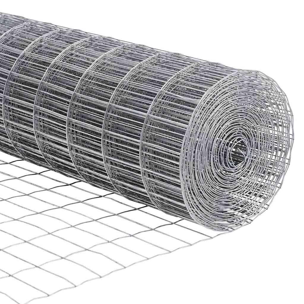 Zaun mit Pfosten Silber 1 x 10 m Stahl