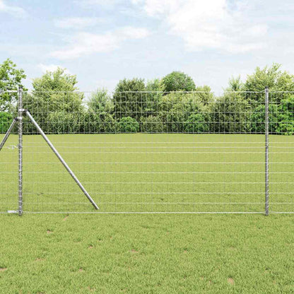 Zaun mit Pfosten Silber 1 x 10 m Stahl