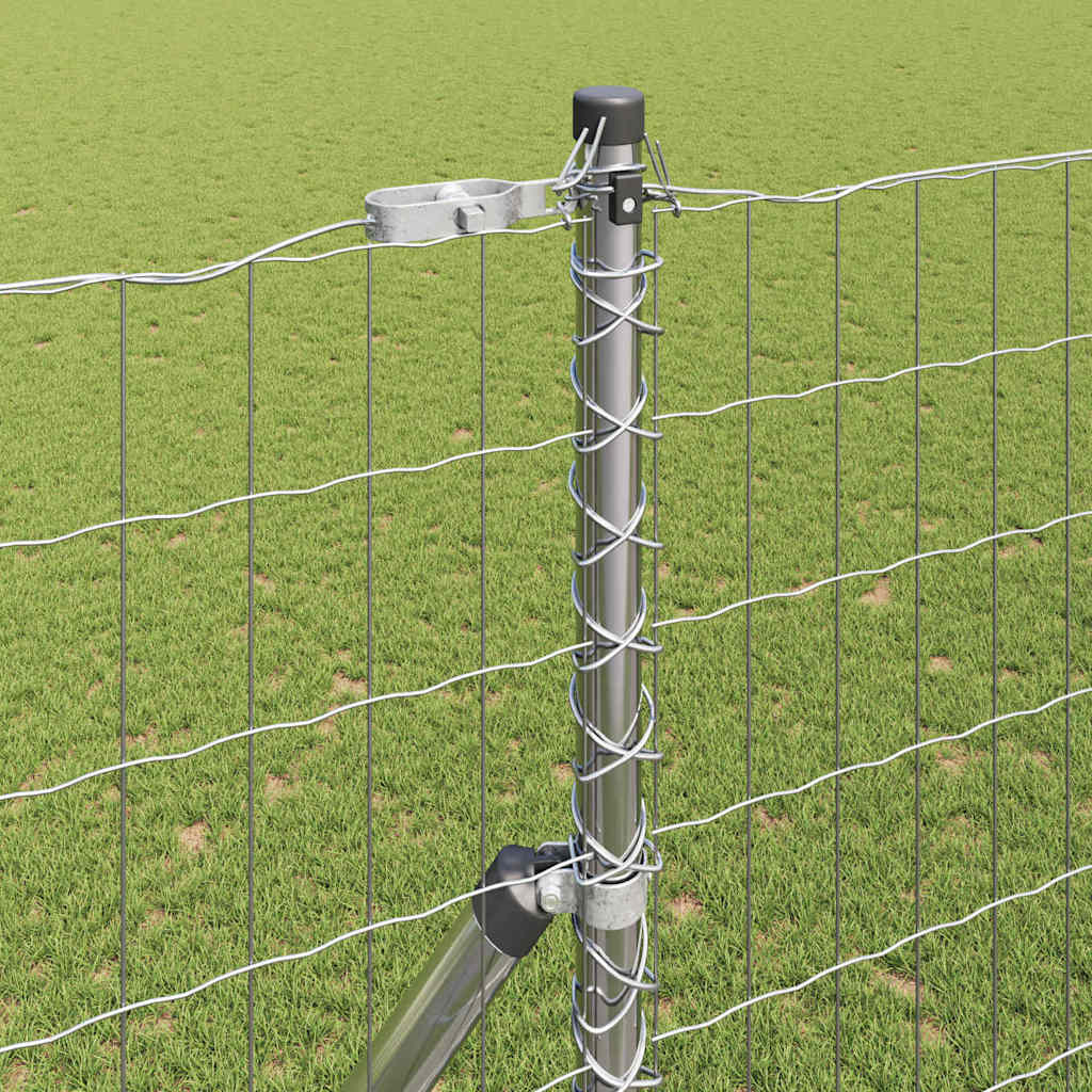 Zaun mit Pfosten Silber 1,5 x 10 m Stahl