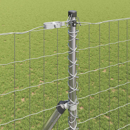 Zaun mit Pfosten Silber 1,5 x 10 m Stahl