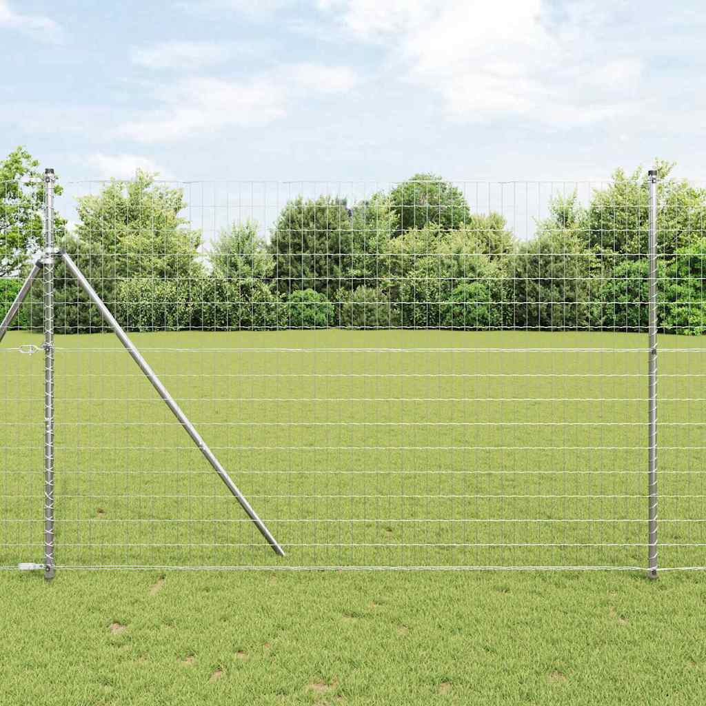 Zaun mit Pfosten Silber 1.5 x 10 m Stahl