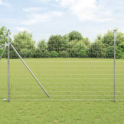 Zaun mit Pfosten Silber 1.5 x 10 m Stahl