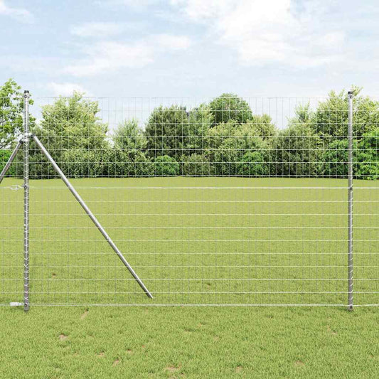 Zaun mit Pfosten Silber 1.5 x 10 m Stahl