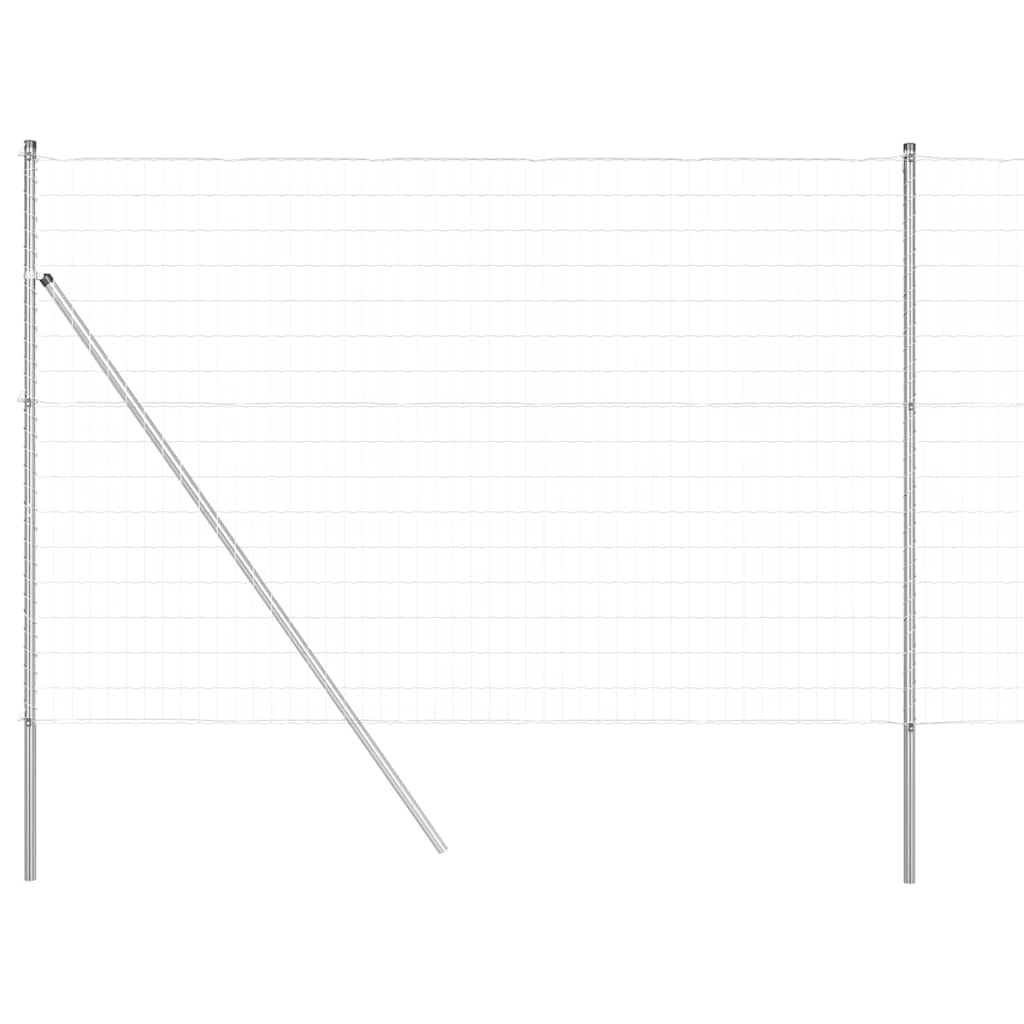 Zaun mit Pfosten Silber 1.5 x 10 m Stahl