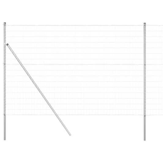 Zaun mit Pfosten Silber 1.5 x 10 m Stahl