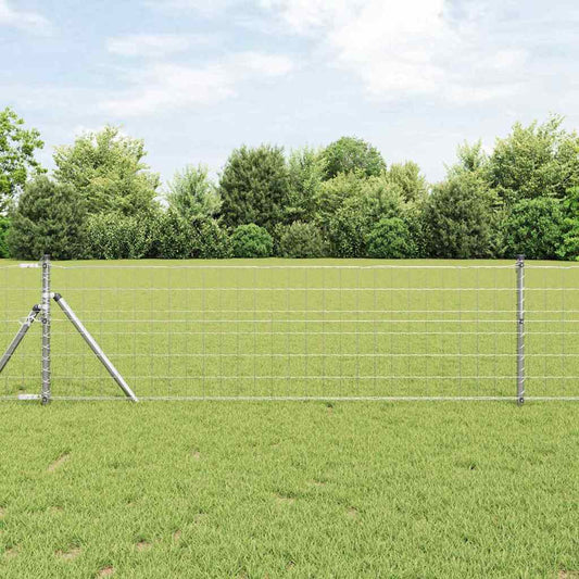 Zaun mit Pfosten Silber 0,4 x 10 m Stahl