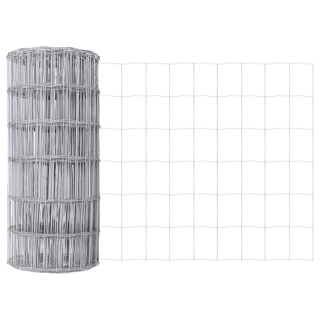 Zaun mit Pfosten Silber 0.8 x 10 m Stahl