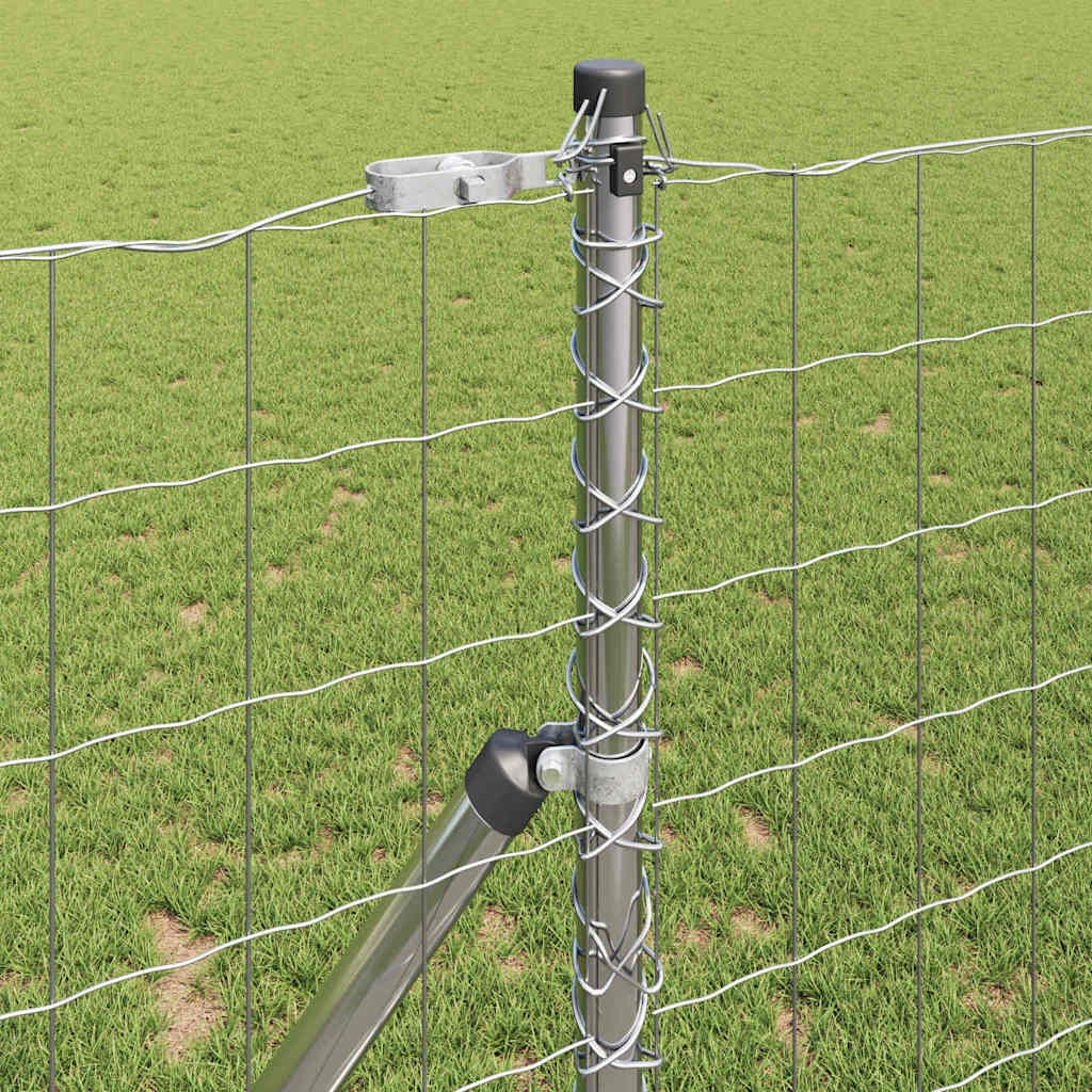 Zaun mit Pfosten Silber 1 x 10 m Stahl