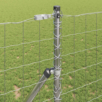 Zaun mit Pfosten Silber 1 x 10 m Stahl