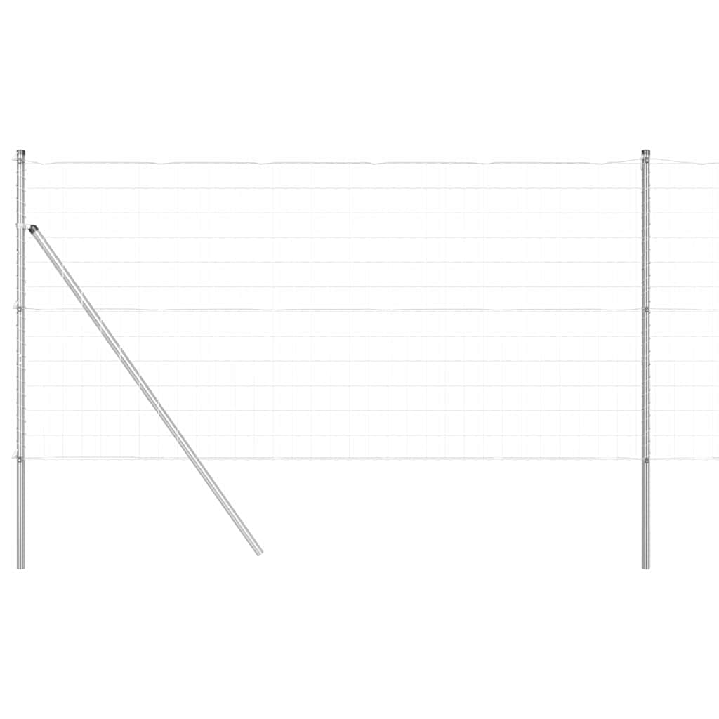 Zaun mit Pfosten Silber 1 x 10 m Stahl