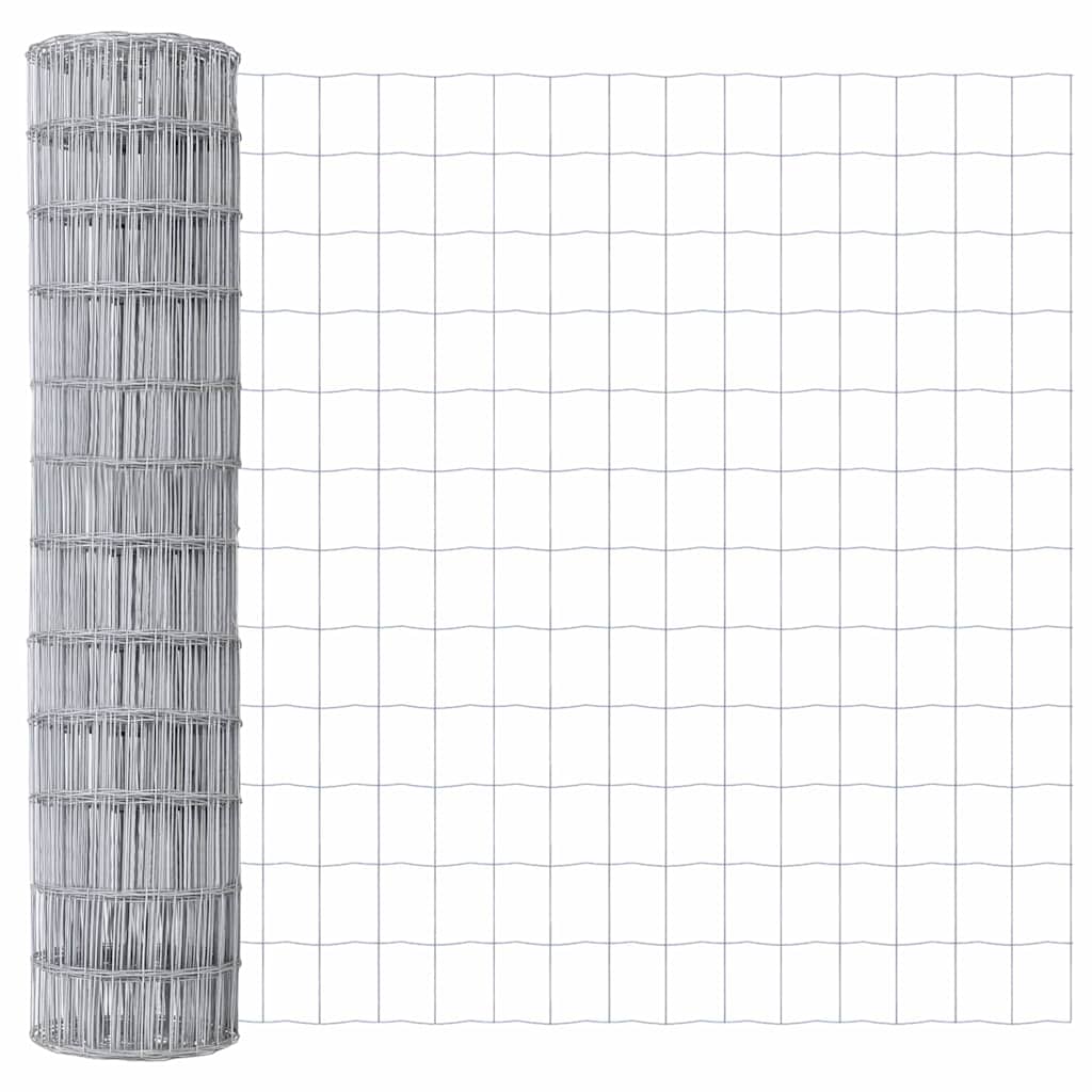 Zaun mit Pfosten Silber 1 x 10 m Stahl