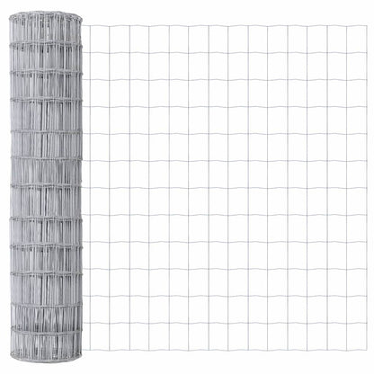 Zaun mit Pfosten Silber 1 x 10 m Stahl