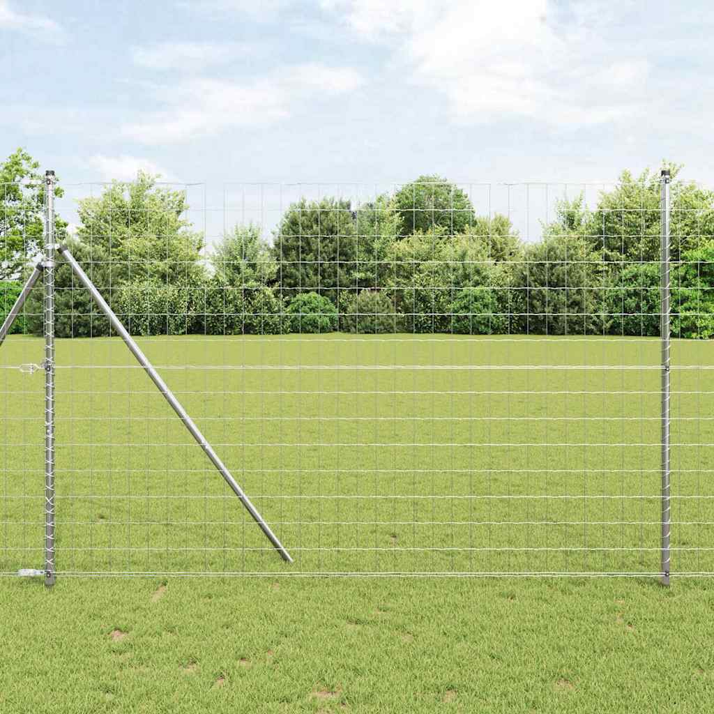 Zaun mit Pfosten Silber 1.6 x 10 m Stahl