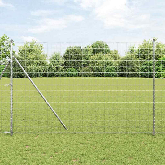 Zaun mit Pfosten Silber 1.6 x 10 m Stahl