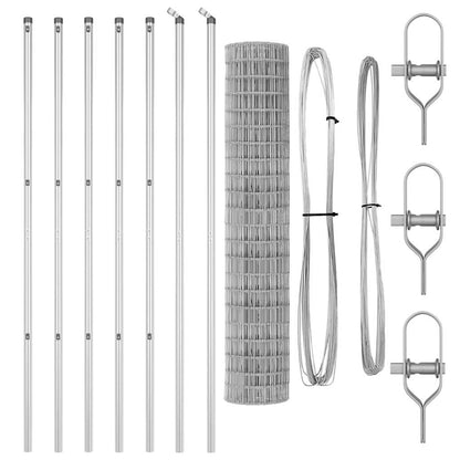 Zaun mit Pfosten Silber 1,6 x 10 m Stahl