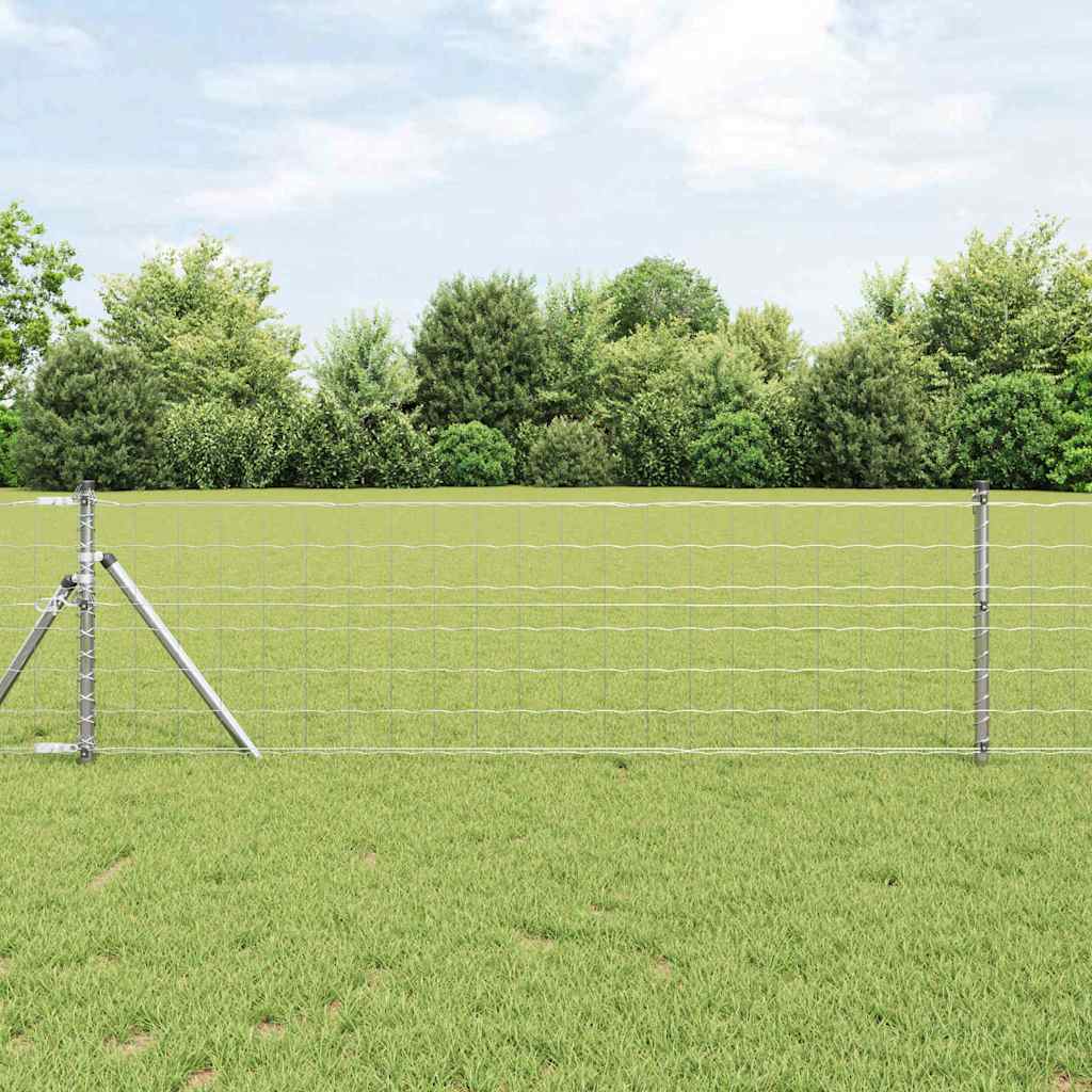 Zaun mit Pfosten Silber 0,4 x 10 m Stahl