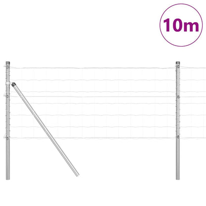 Zaun mit Pfosten Silber 0,4 x 10 m Stahl