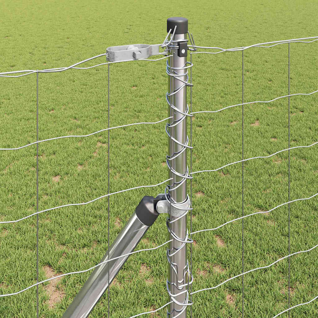 Zaun mit Pfosten Silber 1 x 10 m Stahl