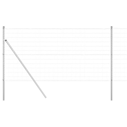 Zaun mit Pfosten Silber 1.2 x 10 m Stahl