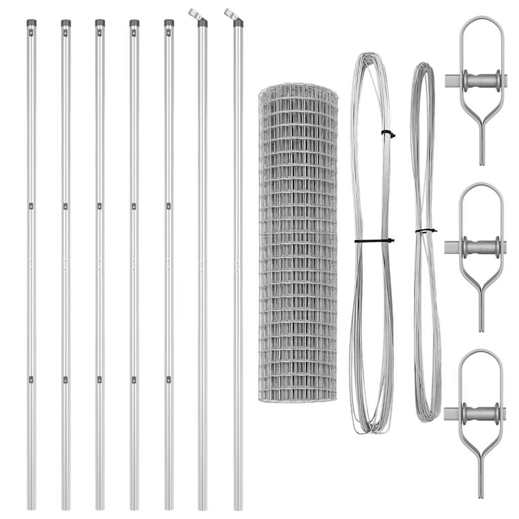 Zaun mit Pfosten Silber 1.2 x 10 m Stahl