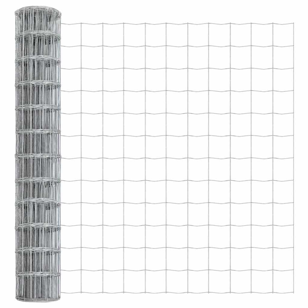 Zaun mit Pfosten Silber 1.2 x 10 m Stahl